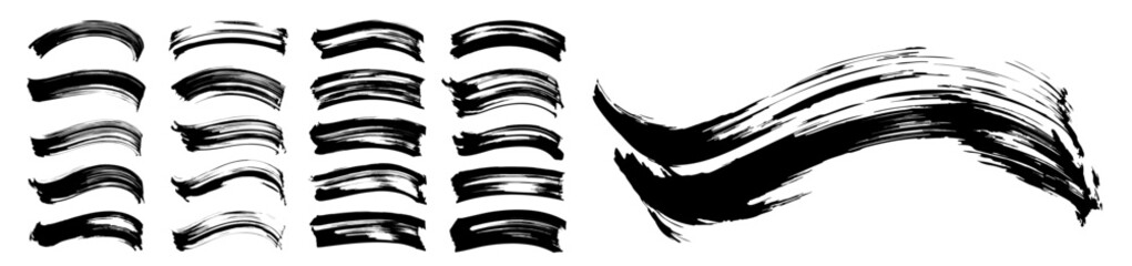 筆で書いた手書きの線のひと揃い。