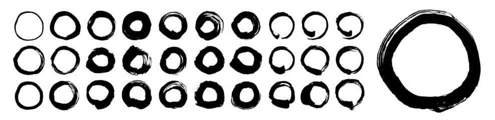 筆で書いた丸のベクター素材のセッ