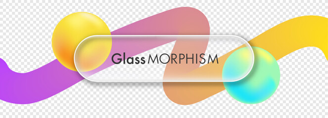Realistic glassmorphic button on transparent background. UI design element for smartphone interface app, banners, mobile