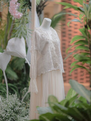 wedding dress in the garden