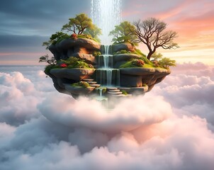 Celestial Oasis: A Dreamy Island Amongst the Clouds