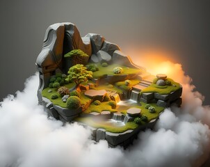 Serene Floating Island: A Miniature Zen Paradise