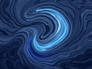 Abstract Fluid Marble Swirl in Deep Blues and Turquoise