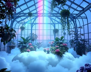 Ethereal Greenhouse Sanctuary: A Dreamlike Botanical Haven