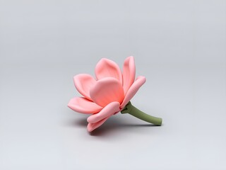 Delicate Pink Lotus Flower 3D Render on Neutral Background