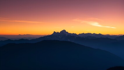 Mountain Silhouette at Golden Hour: Dramatic Landscape View