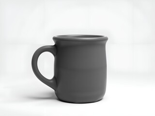 Simple Gray Ceramic Mug on White Background, Studio Shot