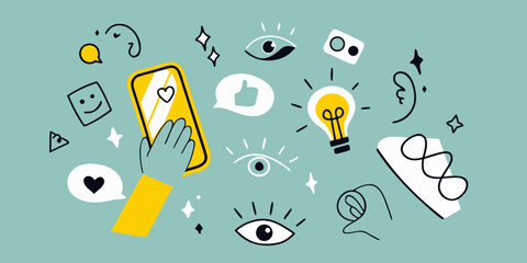 Digital connection and creativity a whimsical illustration of modern communication © Roni