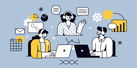 Customer support team providing assistance with technology and online communication