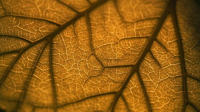 Autumn Leaf Veins Macro Detail Golden Backlit Texture