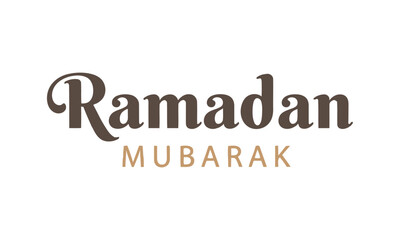 A minimalist design featuring the phrase ramadan mubarak in a stylish brown font for greeting cards and banners