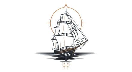 Sailing ship illustration against white background nautical theme design © Yoamn