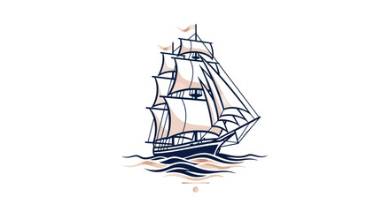 Sailing ship illustration against white background for commercial design © Yoamn