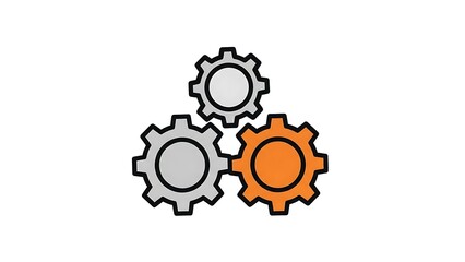 Fototapeta premium Three interlocking gears icon representing settings and collaboration
