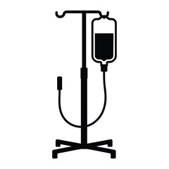 IV drip stand Vector, Silhouette, Illustration