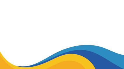 a blue and yellow wave background with a white background