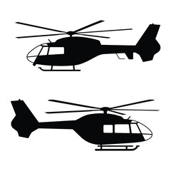 Medical rescue helicopter Vector, Silhouette, Illustration