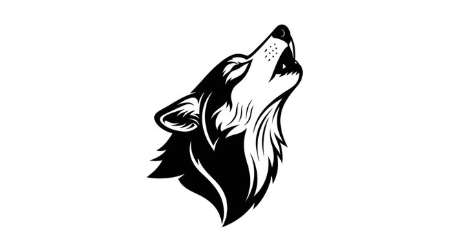 Silhouette of howling wolf isolated on white background vector illustration