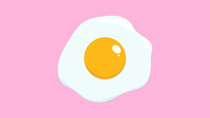 a fried egg on a pink background