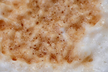 Close up of froth milk coffee