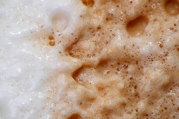 Close up of froth milk coffee