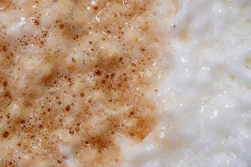 Close up of froth milk coffee