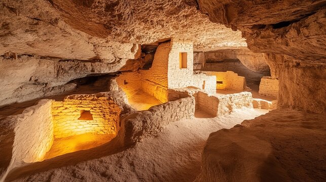 Ancient Cliff Dwellings in a Rocky Cavern