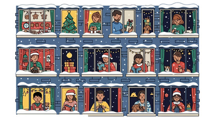 Fototapeta premium Cozy Winter with People Celebrating Christmas and Holidays at Home