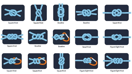 Collection of Essential Rope Knots Illustrated with Clear Diagrams for Various Uses © Adit
