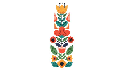 Folk Art Floral Illustration with Vibrant Colors on White Background © Union design