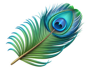 peacock feather ,isolated on transparent png 3d style