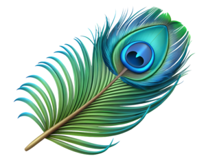 peacock feather ,isolated on transparent png 3d style