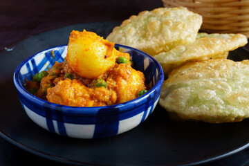 Koraisutir Kochuri with Aloor Dum | Bengali Green Peas Stuffed Fried Bread | Traditional Bengali Breakfast and Festive Street Food Dish
