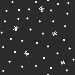 Decorative polka dot vector background. Fabric and surface pattern design with cute simple bows and points. Retro seamless pattern. Cottage aesthetic vintage groovy allover print.