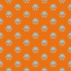 Hot and cold symbol. Sun and snowflake seamless patter isolated on color background