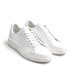 Elegant Footwear: A pristine pair of white sneakers exude a sense of modern simplicity and timeless style.
