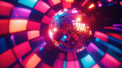 disco party lights background, glow, colorful circle 
