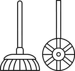 mop icon outline vector on transparent background