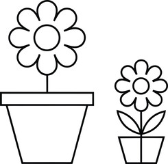 potted flower icon outline vector on transparent background