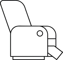 recliner chair icon outline vector on transparent background