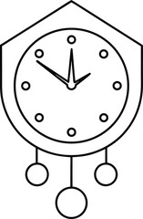wall clock icon outline vector on transparent background