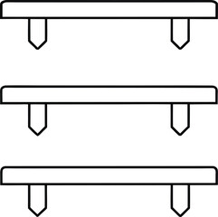 wall shelf icon outline vector on transparent background