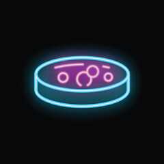 Neon sign illustrating petri dish containing colorful bacteria colony growing inside