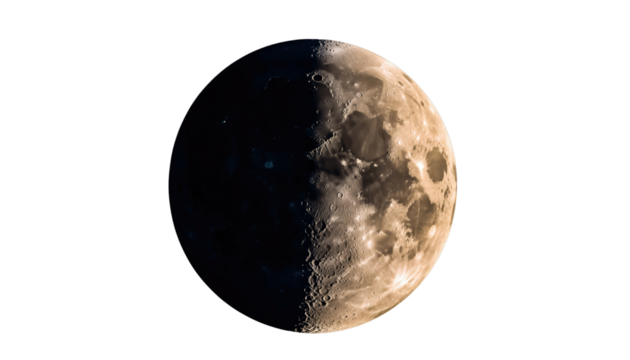 A 3D representation of the moon and earth in space features a blue globe with continents, ocean, and clouds against a black night sky - Powered by Adobe