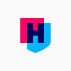 h letter shield protection security logo vector icon illustration