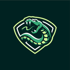 snake shield sport logo vector icon illustration