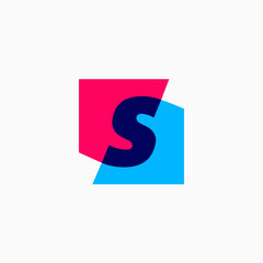 s letter mark square logo vector icon illustration
