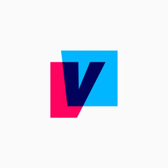 v letter mark square logo vector icon illustration