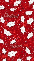 Festive Christmas Holly Berries Pattern Background for Holiday Season.