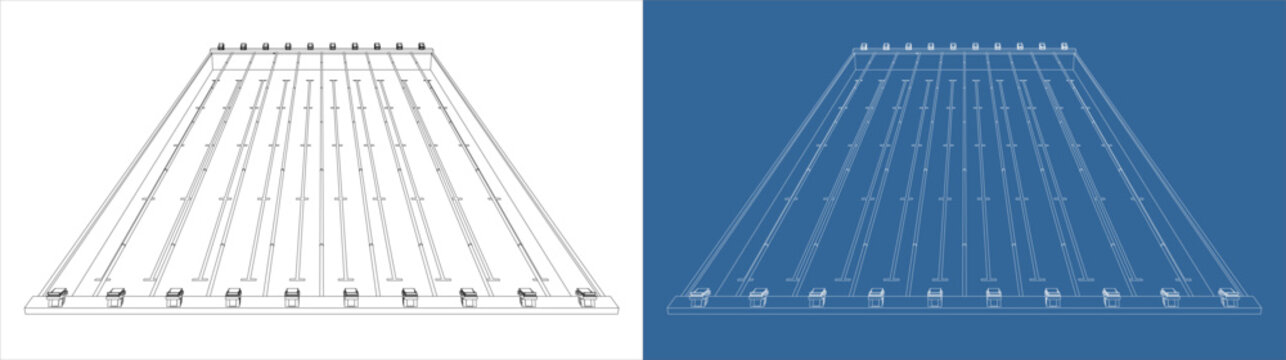 Low Angle Front View of Swimming Pool Starting Blocks Wireframe